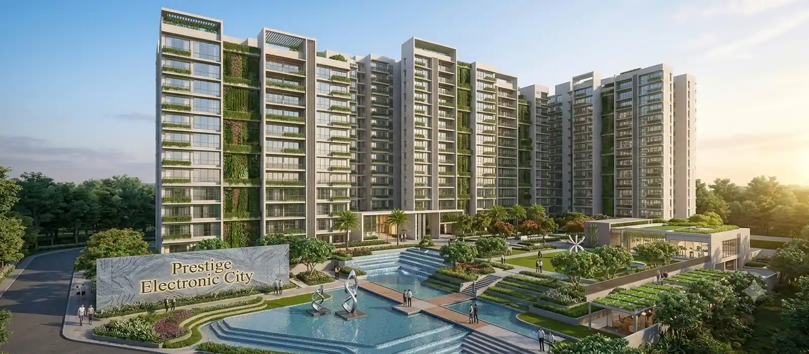Artistic impression of the two G+24 residential towers of Prestige Electronic City, Bommasandra, Bengaluru